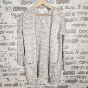 For Thee‎ Knit Open Front Cardigan Sweater Pockets XS Cozy Comfy Over Sized Long